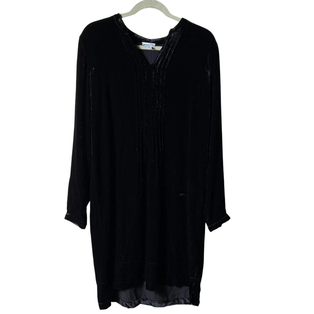 Sundance Enchantment Velvet Silk Dress Size Medium Long Sleeve Pintuck Boho